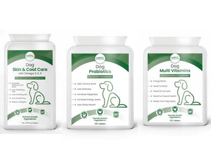 Dog Probiotics, Multivitamins and Skin & Coat Care Bundle - Buy 3, Save 12%