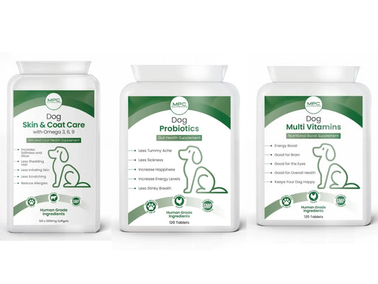 Dog Probiotics, Multivitamins and Skin & Coat Care Bundle - Buy 3, Save 12%